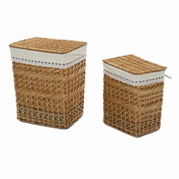 [V1917190000] Cestone vimini rettangolare 1-2 fodera con pizzo cm 46x33h56