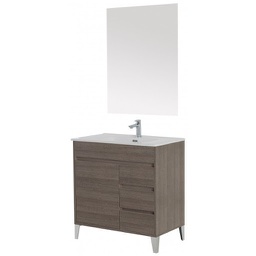[BR606032] Composizione bagno Linea Mondo colore Rovere Scuro un' anta tre cassetti 82x47x h85 cm