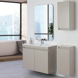 [BR803006] Composizione bagno a sospensione  SLIM Linea Pastello colore Tortora 80x37x h69 cm