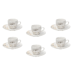 [2003735] Confezione 6 Tazzine da caff&amp;egrave; con piattino 80 cc Poesia Porcellana Beige