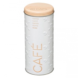 [19921671] Contenitore da cucina per caffè in ferro Bianco 20 capsule diametro 10,5x h18,5 cm