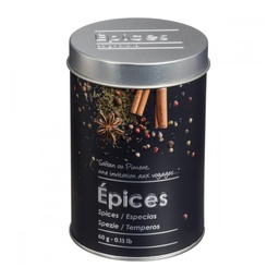 [19921565] Contenitore spruzza spezie in ferro con rilievo Nero 60g diametro 6.6x h10 cm