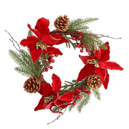 [V6135090000] Coroncina fiori pigne rosso oro tondo cmø50x10