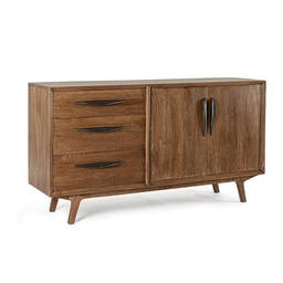 [B0746837] Credenza 2 ante - 3 cassetti marrone in legno stile vintage