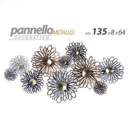 [GIC776670] Decorazione pannello a muro quadro in metallo cm 135 x 8 x 64 fiori