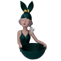 [V8543020000] Donna resina svuotatasche verde cm 17x19h32