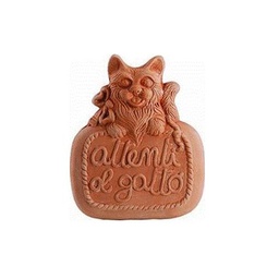 [19976265] Elegante statua decorativa di gatto in terracotta, rifinita a mano e perfetta per il giardino di casa, alta 20 cm.