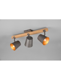 [TRIO801900367] Faretto 3 Spot Orientabile Legno E Metallo Nichel Bell Trio Lighting
