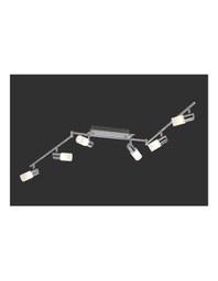 [TRIO821410605] Faretto Clapton 6 Spot Led Cromo E Vetro Bianco L150 cm Trio Lighting