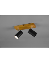 [TRIO812400232] Faretto Marley 2 Spot GU10 Nero E Legno L26 cm Trio Lighting