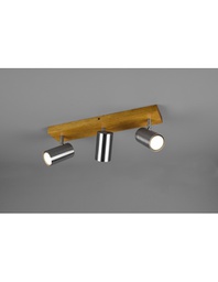 [TRIO812400307] Faretto Marley 3 Spot GU10 Nichel E Legno L44 cm Trio Lighting