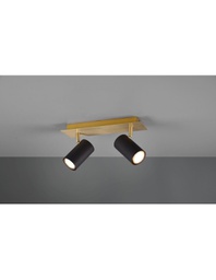 [TRIO802400280] Faretto Marley Base Oro 2 Spot Cilindrici Neri Orientabili Trio Lighting
