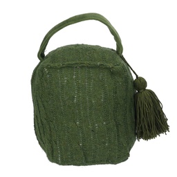 [V1870900000] Fermaporta tessuto borsa verde quadro cm 12x10h15/20