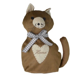 [V1870700000] Fermaporta tessuto gatto marrone cm 18x11h29