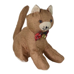 [V1870730000] Fermaporta tessuto gatto marrone cm 27x13h22