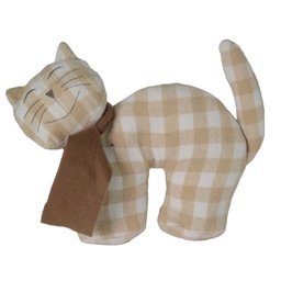 [V1870670000] Fermaporta tessuto gatto quadretti crema cm 30x6h26