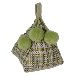 [V1870950000] Fermaporta tessuto piramide quadretti verde cm 14x14h23