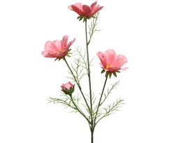 [20041767] Fiore Artificiale rosa in poliestere con stelo