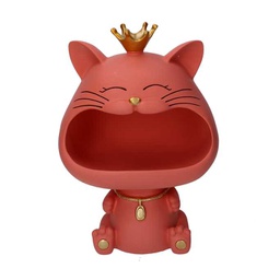 [V8543160000] Gatto resina svuotatasche rosa cm 12x18h25