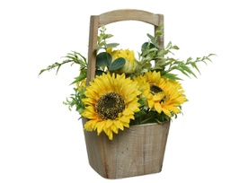 [20041795] Girasole in vaso poliestere giallo