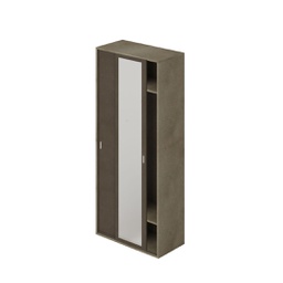 [AZ26168] Guardaroba con specchio ante scorrevoli e appendiabiti colore Fango struttura Argilla H212x90x43cm