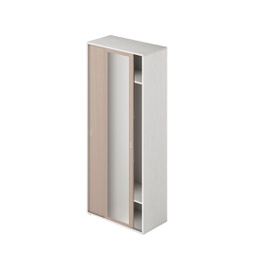 [AZ26182] Guardaroba con specchio ante scorrevoli e appendiabiti colore Olmo struttura Bianco H212x90x43cm