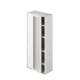 [AZ26137] Guardaroba con specchio ante scorrevoli e ripiani colore Bianco H212x90x43cm