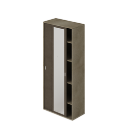 [AZ26120] Guardaroba con specchio ante scorrevoli e ripiani colore Fango struttura Argilla H212x90x43cm