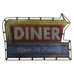 [V4611310000] Insegna metallo diner cm 61x41