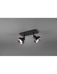 [TRIO800700232] Lampada Piastra Rettangolare Soffitto 2 Spot GU10 Orientabili Leon Nero Trio Lighting