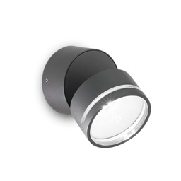 [8021696285467] Lampada da parete Omega Round, Antracite, 4000K, D 90 x P 85 mm