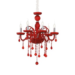 [8021696027418] Lampada sospensione Giudecca SP6 Rosso - D 580 x H 900-1350 mm