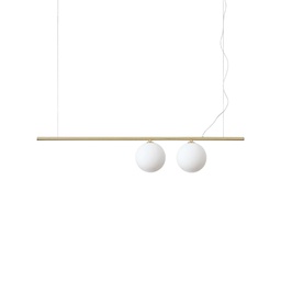 [8021696282107] Lampada sospensione Perline Ottone L1005xH420-2200xP150mm