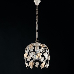 [BL50-1-AV] Lampadario a sospensione in ferro Avorio Oro Chiaro 30x h37 cm edera