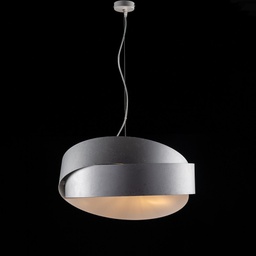 [BL207-2-AR] Lampadario a sospensione in ferro Bianco Argento due luci 46x h22 cm