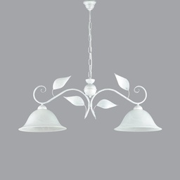 [BL81-2-BA] Lampadario a sospensione in ferro Bianco Argento due luci 93x h34 cm