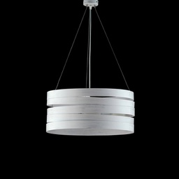 [BL157-3-BA] Lampadario a sospensione in ferro Bianco Argento tre luci 45x h20 cm
