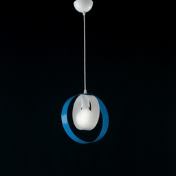 [BL114\1.BAZ] Lampadario a sospensione in ferro Bianco Azzurro una luce 25x h27 cm