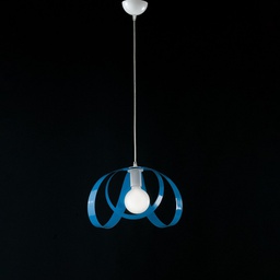 [BL129-1-BAZ] Lampadario a sospensione in ferro Bianco Azzurro una luce 32x h24 cm