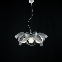 [BL145-4-BG] Lampadario a sospensione in ferro Bianco Grigio quattro luci 66x h28 cm