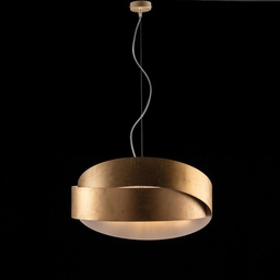 [BL207-2-OR] Lampadario a sospensione in ferro Bianco Oro due luci 46x h22 cm