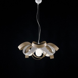 [BL145-4-BT] Lampadario a sospensione in ferro Bianco Tortora quattro luci 66x h28 cm