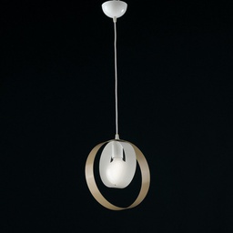 [BL114-1-BT] Lampadario a sospensione in ferro Bianco Tortora una luce 25x h27 cm