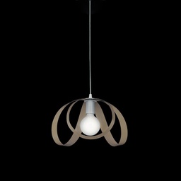 [BL129-1-BT] Lampadario a sospensione in ferro Bianco Tortora una luce 32x h24 cm