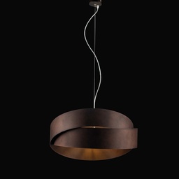 [BL207-2-BR] Lampadario a sospensione in ferro Marrone Grafite due luci 46x h22 cm