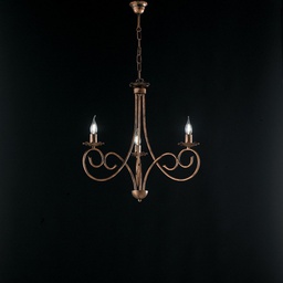 [BL130-3-NR] Lampadario a sospensione in ferro Nero DECO Rame tre luci 50x h60 cm