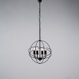 [19980066] Lampadario a sospensione in ferro Nero Oro quattro luci 39x h42 cm
