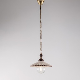 [BL182-S1-DM25-RG] Lampadario a sospensione in ferro bronzato Bianco e Marrone 25x h18 cm