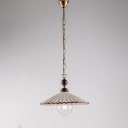 [BL182-S1-DM40-RG] Lampadario a sospensione in ferro bronzato Bianco e Marrone 40x h22 cm
