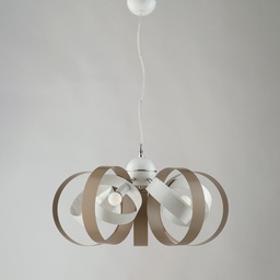 [BL114-5-BT] Lampadario a sospensione in ferro cinque luci Bianco Tortora 58x h26 cm